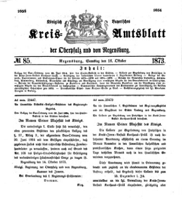 Königlich-bayerisches Kreis-Amtsblatt der Oberpfalz und von Regensburg (Königlich bayerisches Intelligenzblatt für die Oberpfalz und von Regensburg) Samstag 18. Oktober 1873