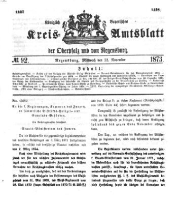 Königlich-bayerisches Kreis-Amtsblatt der Oberpfalz und von Regensburg (Königlich bayerisches Intelligenzblatt für die Oberpfalz und von Regensburg) Mittwoch 12. November 1873