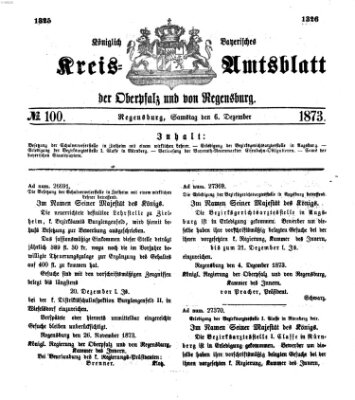 Königlich-bayerisches Kreis-Amtsblatt der Oberpfalz und von Regensburg (Königlich bayerisches Intelligenzblatt für die Oberpfalz und von Regensburg) Samstag 6. Dezember 1873