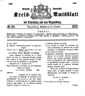 Königlich-bayerisches Kreis-Amtsblatt der Oberpfalz und von Regensburg (Königlich bayerisches Intelligenzblatt für die Oberpfalz und von Regensburg) Mittwoch 10. Dezember 1873