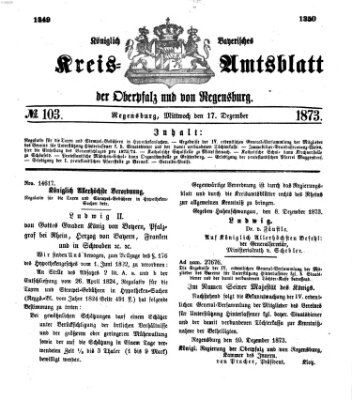 Königlich-bayerisches Kreis-Amtsblatt der Oberpfalz und von Regensburg (Königlich bayerisches Intelligenzblatt für die Oberpfalz und von Regensburg) Mittwoch 17. Dezember 1873