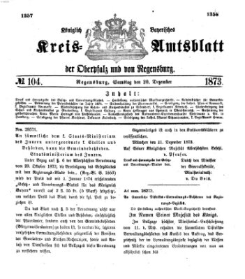 Königlich-bayerisches Kreis-Amtsblatt der Oberpfalz und von Regensburg (Königlich bayerisches Intelligenzblatt für die Oberpfalz und von Regensburg) Samstag 20. Dezember 1873