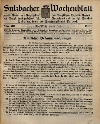 Sulzbacher Wochenblatt Samstag 16. Juli 1870