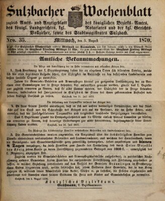 Sulzbacher Wochenblatt Mittwoch 3. August 1870