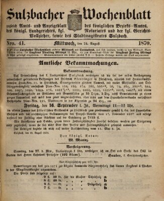 Sulzbacher Wochenblatt Mittwoch 24. August 1870