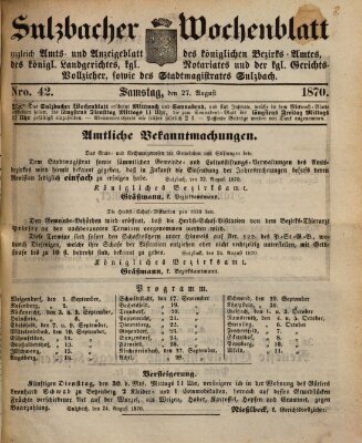 Sulzbacher Wochenblatt Samstag 27. August 1870