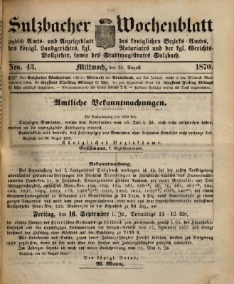 Sulzbacher Wochenblatt Mittwoch 31. August 1870