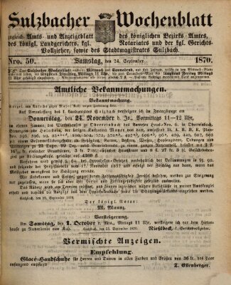 Sulzbacher Wochenblatt Samstag 24. September 1870