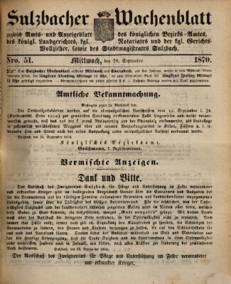 Sulzbacher Wochenblatt Mittwoch 28. September 1870