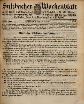 Sulzbacher Wochenblatt Mittwoch 19. Oktober 1870