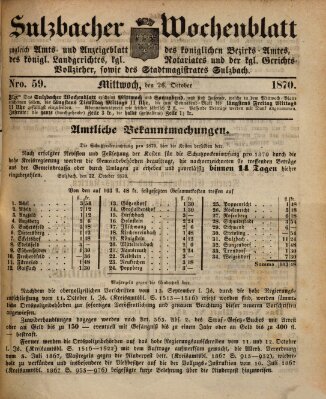 Sulzbacher Wochenblatt Mittwoch 26. Oktober 1870