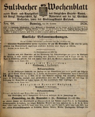 Sulzbacher Wochenblatt Samstag 29. Oktober 1870