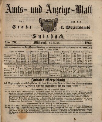 Amts- und Anzeigeblatt der Stadt und des K. Bezirksamts Sulzbach (Sulzbacher Wochenblatt) Mittwoch 19. Mai 1869