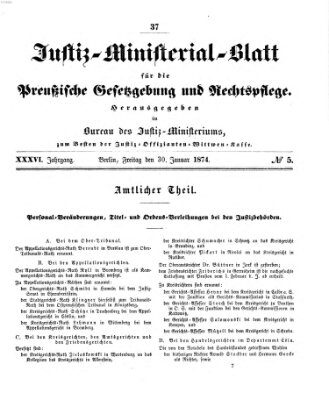 Justiz-Ministerialblatt für die preußische Gesetzgebung und Rechtspflege Freitag 30. Januar 1874