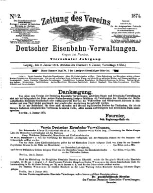 Zeitung des Vereins Deutscher Eisenbahnverwaltungen (Eisenbahn-Zeitung) Donnerstag 8. Januar 1874