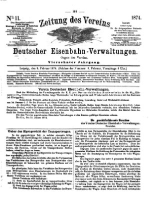 Zeitung des Vereins Deutscher Eisenbahnverwaltungen (Eisenbahn-Zeitung) Montag 9. Februar 1874