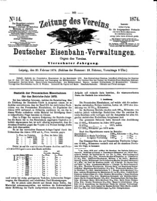 Zeitung des Vereins Deutscher Eisenbahnverwaltungen (Eisenbahn-Zeitung) Freitag 20. Februar 1874