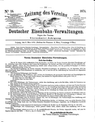 Zeitung des Vereins Deutscher Eisenbahnverwaltungen (Eisenbahn-Zeitung) Donnerstag 5. März 1874