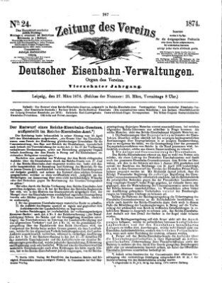 Zeitung des Vereins Deutscher Eisenbahnverwaltungen (Eisenbahn-Zeitung) Freitag 27. März 1874