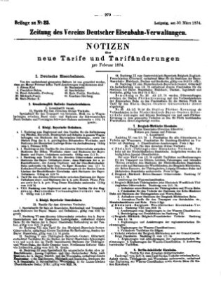 Zeitung des Vereins Deutscher Eisenbahnverwaltungen (Eisenbahn-Zeitung) Montag 30. März 1874