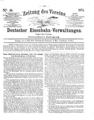 Zeitung des Vereins Deutscher Eisenbahnverwaltungen (Eisenbahn-Zeitung) Freitag 8. Mai 1874