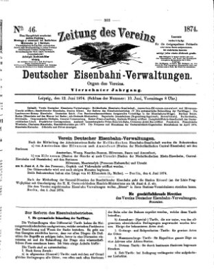 Zeitung des Vereins Deutscher Eisenbahnverwaltungen (Eisenbahn-Zeitung) Freitag 12. Juni 1874