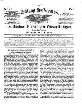 Zeitung des Vereins Deutscher Eisenbahnverwaltungen (Eisenbahn-Zeitung) Montag 15. Juni 1874