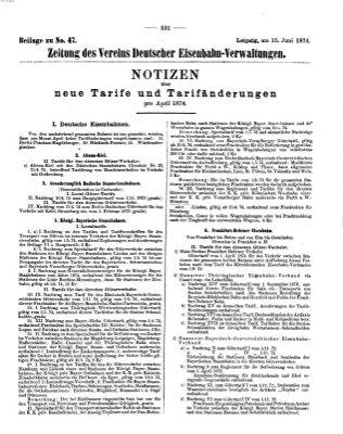 Zeitung des Vereins Deutscher Eisenbahnverwaltungen (Eisenbahn-Zeitung) Montag 15. Juni 1874