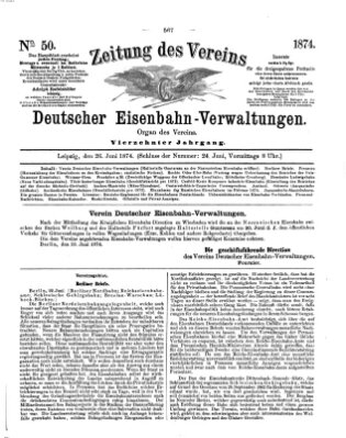 Zeitung des Vereins Deutscher Eisenbahnverwaltungen (Eisenbahn-Zeitung) Freitag 26. Juni 1874