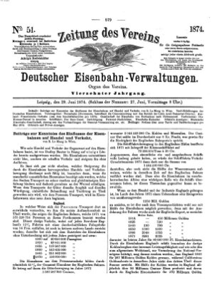 Zeitung des Vereins Deutscher Eisenbahnverwaltungen (Eisenbahn-Zeitung) Montag 29. Juni 1874