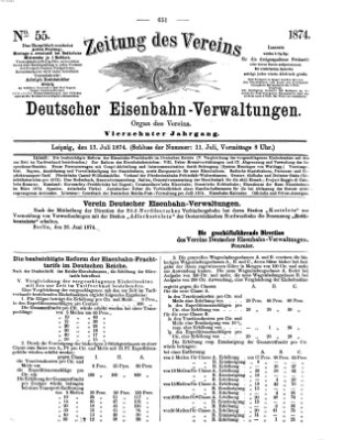 Zeitung des Vereins Deutscher Eisenbahnverwaltungen (Eisenbahn-Zeitung) Montag 13. Juli 1874