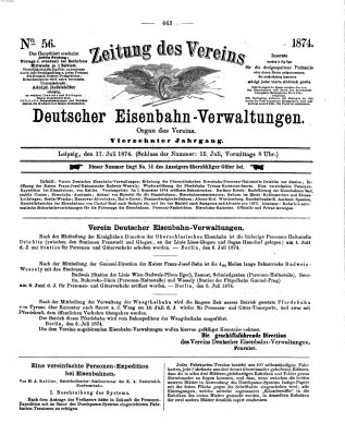 Zeitung des Vereins Deutscher Eisenbahnverwaltungen (Eisenbahn-Zeitung) Freitag 17. Juli 1874