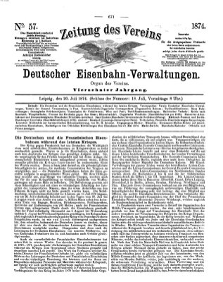 Zeitung des Vereins Deutscher Eisenbahnverwaltungen (Eisenbahn-Zeitung) Montag 20. Juli 1874