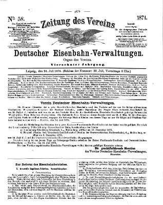 Zeitung des Vereins Deutscher Eisenbahnverwaltungen (Eisenbahn-Zeitung) Freitag 24. Juli 1874