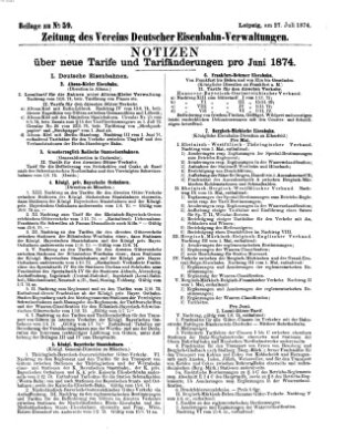 Zeitung des Vereins Deutscher Eisenbahnverwaltungen (Eisenbahn-Zeitung) Montag 27. Juli 1874