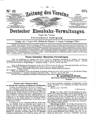 Zeitung des Vereins Deutscher Eisenbahnverwaltungen (Eisenbahn-Zeitung) Freitag 7. August 1874