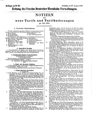 Zeitung des Vereins Deutscher Eisenbahnverwaltungen (Eisenbahn-Zeitung) Freitag 28. August 1874