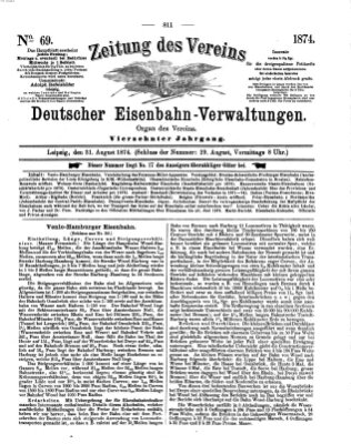 Zeitung des Vereins Deutscher Eisenbahnverwaltungen (Eisenbahn-Zeitung) Montag 31. August 1874