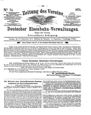 Zeitung des Vereins Deutscher Eisenbahnverwaltungen (Eisenbahn-Zeitung) Freitag 18. September 1874