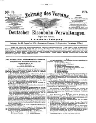 Zeitung des Vereins Deutscher Eisenbahnverwaltungen (Eisenbahn-Zeitung) Freitag 25. September 1874