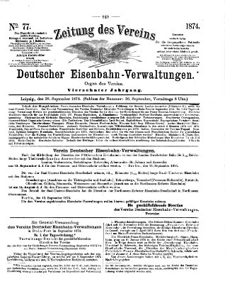 Zeitung des Vereins Deutscher Eisenbahnverwaltungen (Eisenbahn-Zeitung) Dienstag 29. September 1874