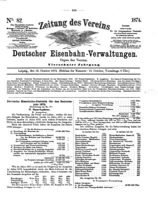 Zeitung des Vereins Deutscher Eisenbahnverwaltungen (Eisenbahn-Zeitung) Freitag 16. Oktober 1874