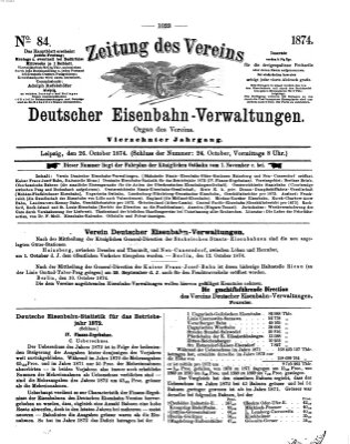 Zeitung des Vereins Deutscher Eisenbahnverwaltungen (Eisenbahn-Zeitung) Montag 26. Oktober 1874