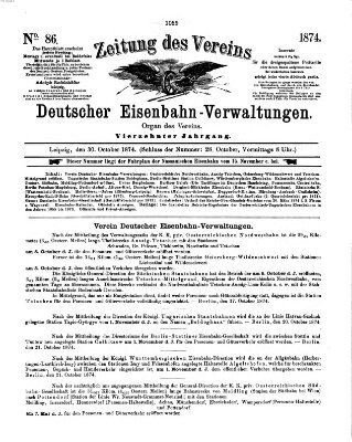 Zeitung des Vereins Deutscher Eisenbahnverwaltungen (Eisenbahn-Zeitung) Freitag 30. Oktober 1874