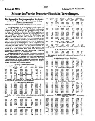 Zeitung des Vereins Deutscher Eisenbahnverwaltungen (Eisenbahn-Zeitung) Freitag 30. Oktober 1874