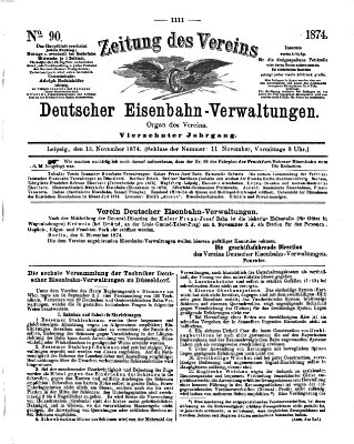 Zeitung des Vereins Deutscher Eisenbahnverwaltungen (Eisenbahn-Zeitung) Freitag 13. November 1874