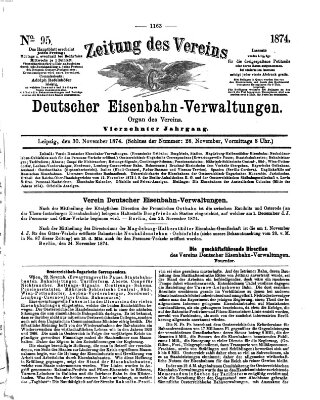 Zeitung des Vereins Deutscher Eisenbahnverwaltungen (Eisenbahn-Zeitung) Montag 30. November 1874