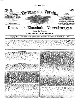 Zeitung des Vereins Deutscher Eisenbahnverwaltungen (Eisenbahn-Zeitung) Freitag 11. Dezember 1874