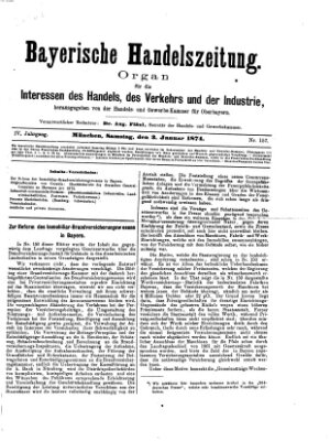 Bayerische Handelszeitung Samstag 3. Januar 1874