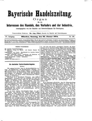 Bayerische Handelszeitung Samstag 24. Januar 1874